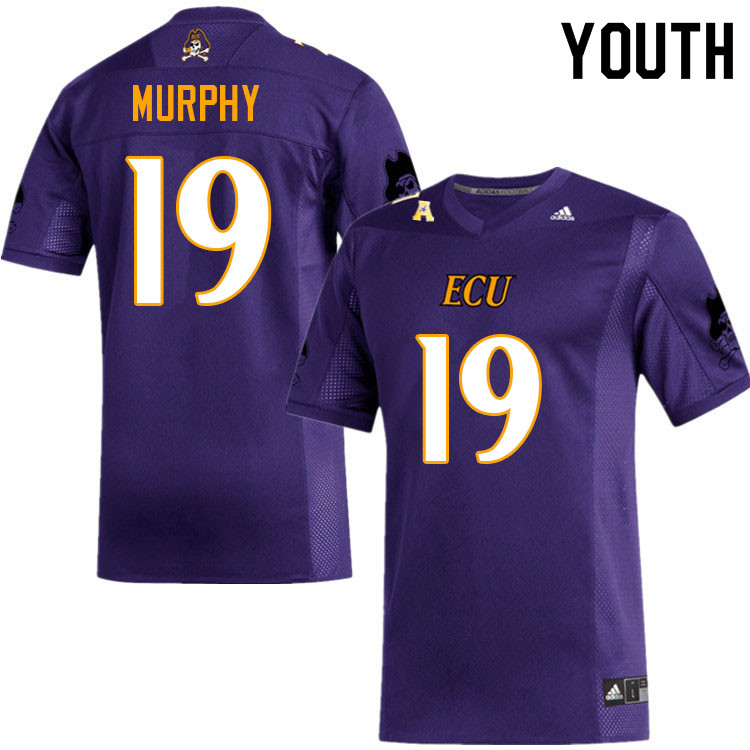 Youth #19 Josh Murphy ECU Pirates College Football Jerseys Sale-Purple